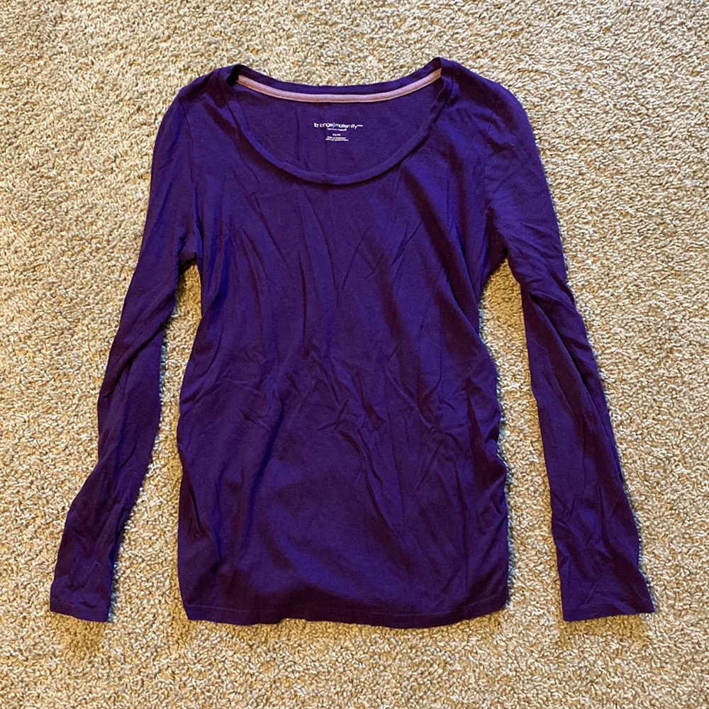 Purple long sleeve maternity top